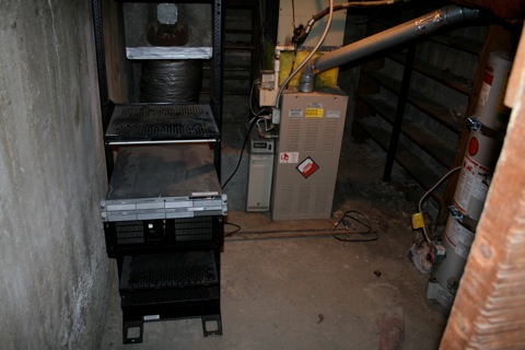 Server rack placed in Basement