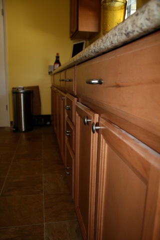 New handles on the cabinets