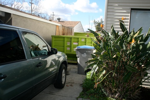 Dumpster in the driveway