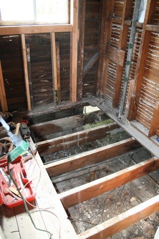 Gutted guest bathroom