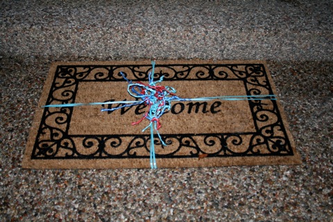 Welcome mat from Anthony and Katie
