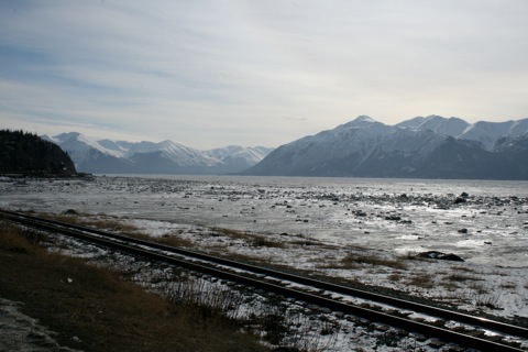 Train tracks and mountains