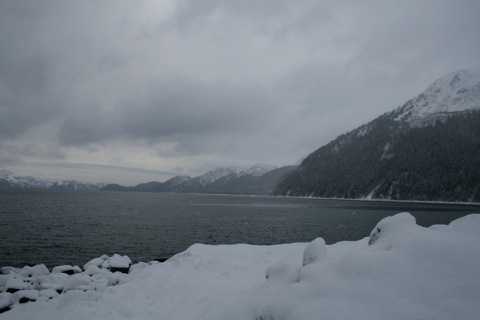 Snow around Kenai Lake