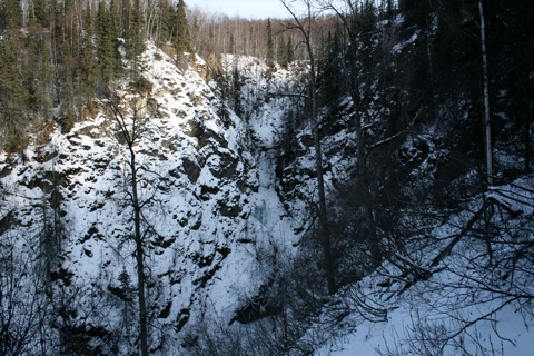 Partially frozen waterfall