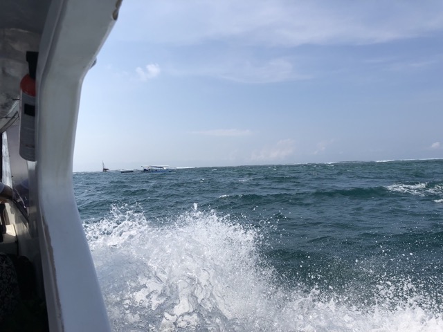 Waves splashing against the boat
