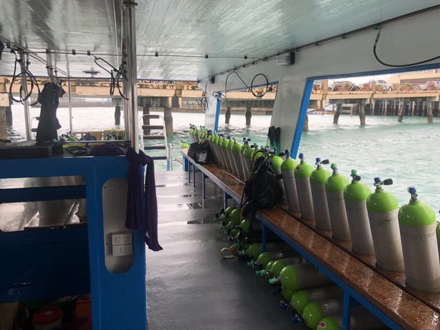 Inside the dive boat