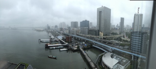 View of Tokyo Bay from our hotel in the fog