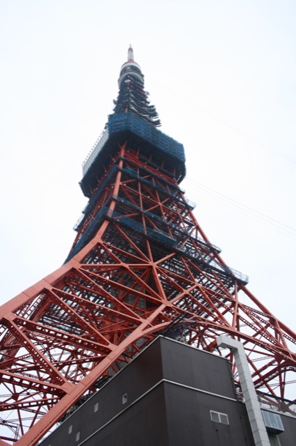 Looking up at Tokyo Tower