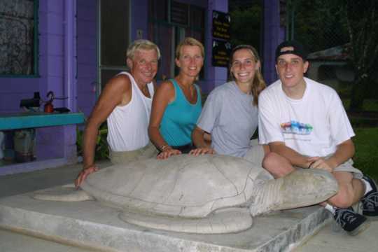 IMG_3853 The Olson Family, next to a cement turtle