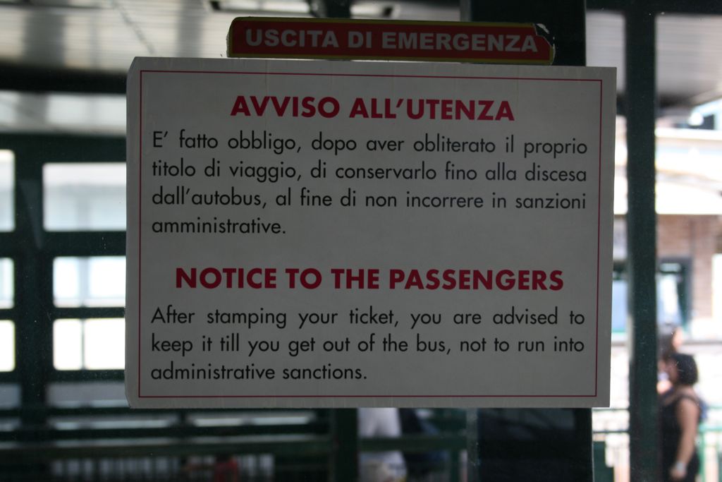 Notice to the passengers