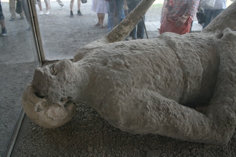 Preserved body covered in ash