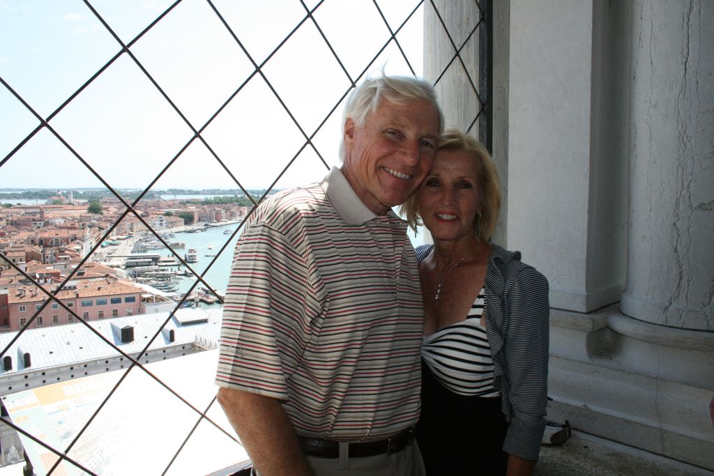 Dad and Mom, atop the bell tower
