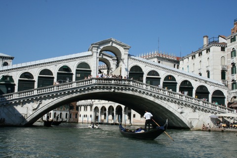 Rialto Bridge with gondola