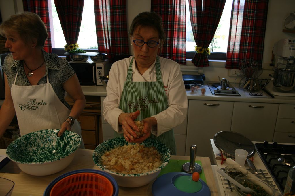 Chef Lella preparing Panzanella, a bread-based salad