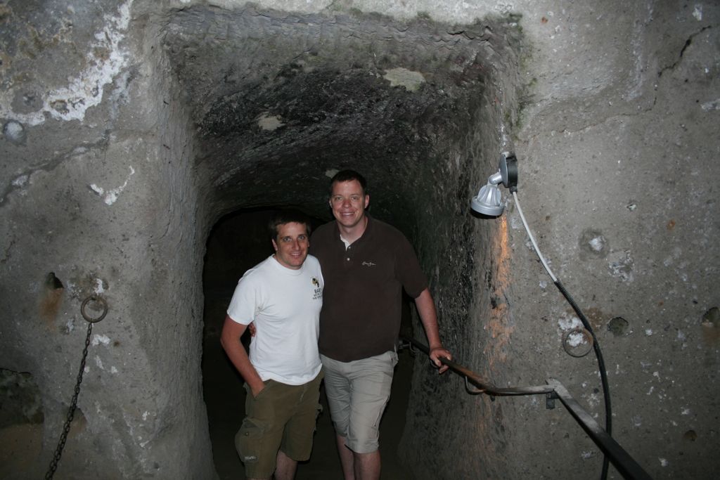 Myke and Rob coming out of the cave