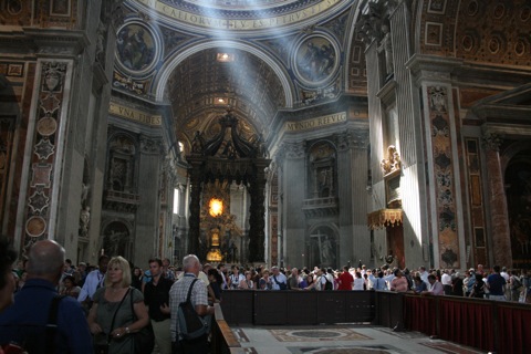 Light shining into the Basilique