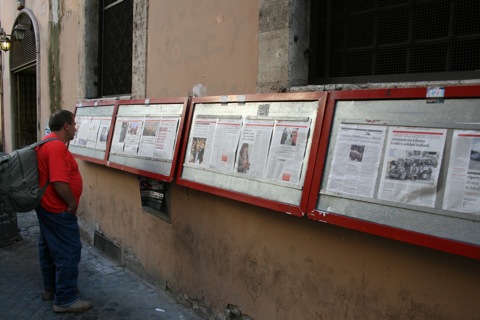 Newspaper postings outside the Democratic Party office