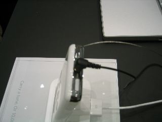 Interesting security measure for the iPod -- drill a hole in it and put the security cable inside.  It worked, too!
