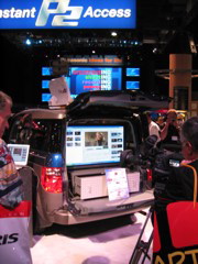 Pimped-out minivan with a huge TV in the back