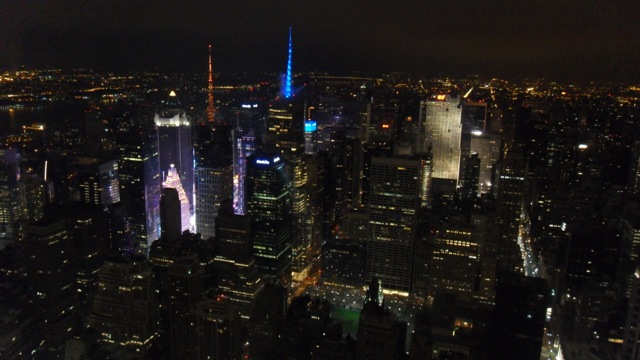 Rockefeller and NYC Skyline at Night from atop the Empire State Building