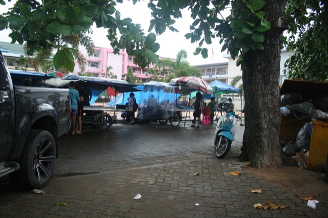 Pop-up market next to the school