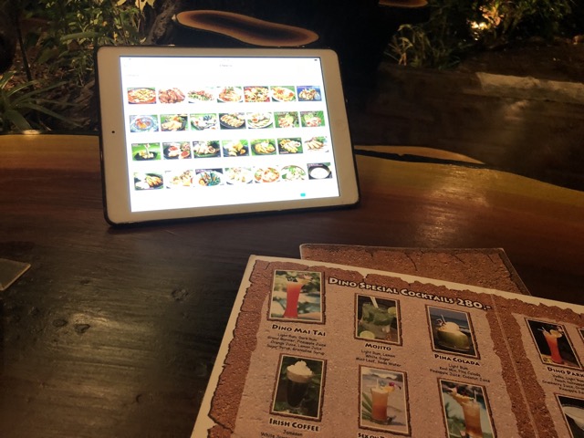 Dino Bar! with the menu on an iPad
