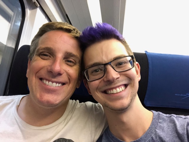 Finally reunited with James!  On the bullet train into the city
