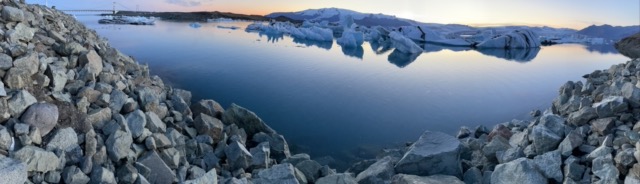 Jökulsárlón Iceberg Lagoon at sunset