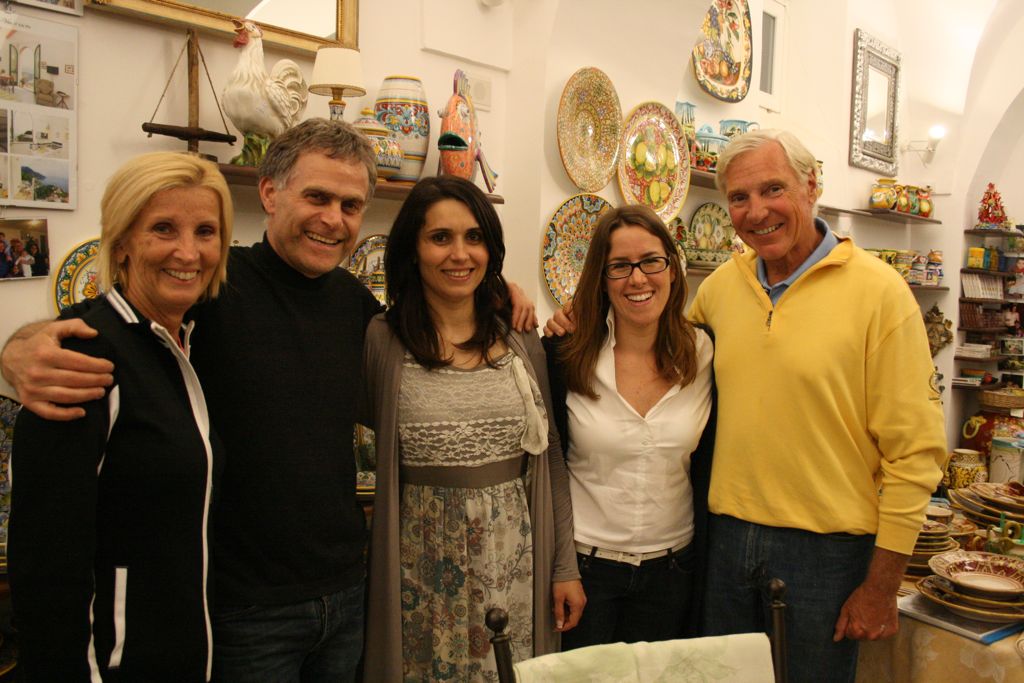 Mom, Pascal, Pascal's wife, the shopkeeper, and Dad