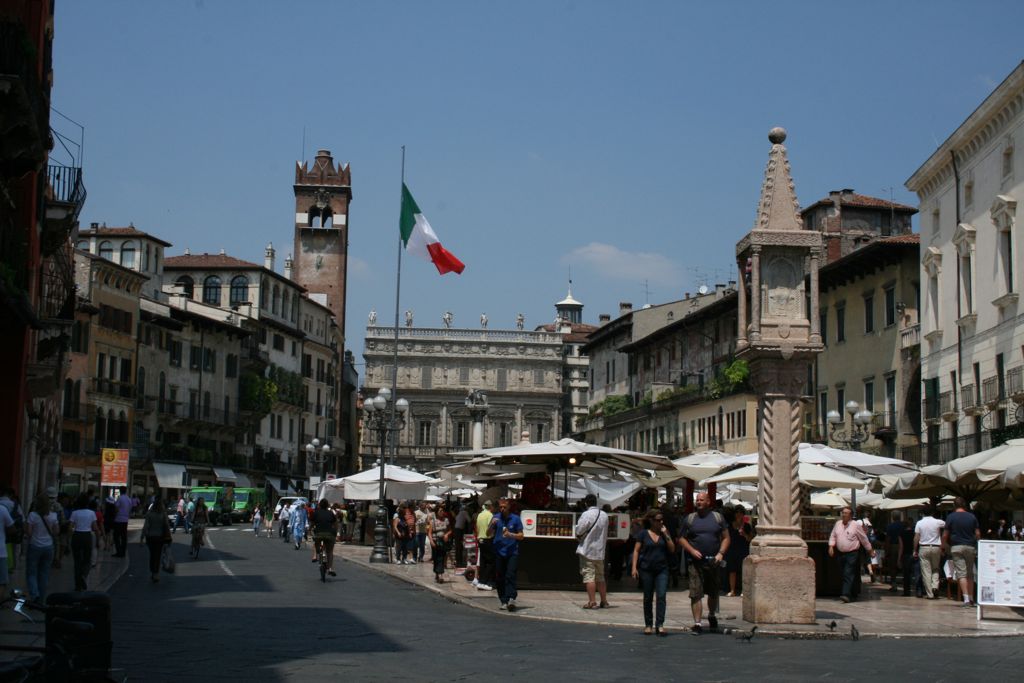 Italy Flag in the Piazza
