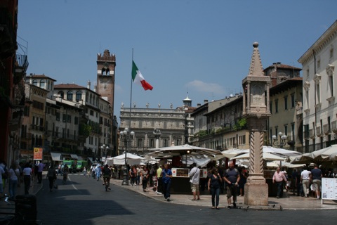 Italy Flag in the Piazza