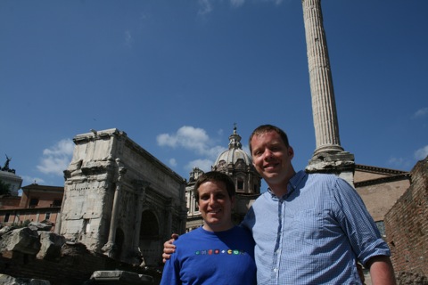 Myke and Rob in front of the Arch of Septimius Severus