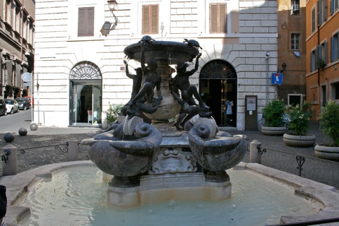 Fountain of Turtle and Dolphin at the Piazza Mattei