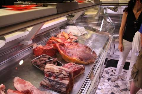Display of meat in the butcher shop