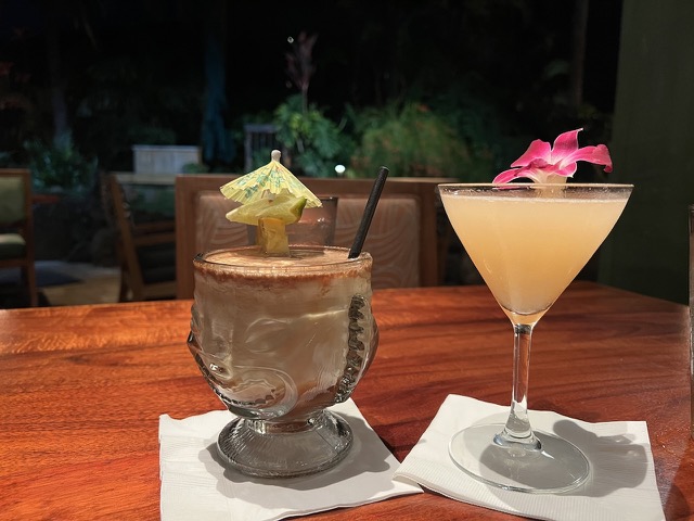 Enjoying a cocktail in Kauai