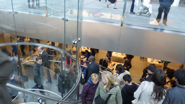 Looking down into the Apple Store 5th Avenue