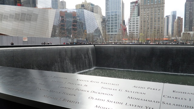 Wide view of the WTC Memorial Fountain